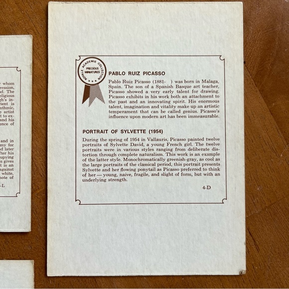 Vintage Miniature Art Prints Van Gogh Degas Picasso Four Classic Paintings - Picture 8 of 14